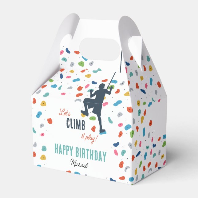 Rock Climbing Cute Kids Birthday Party Favor Boxes (Front Side)