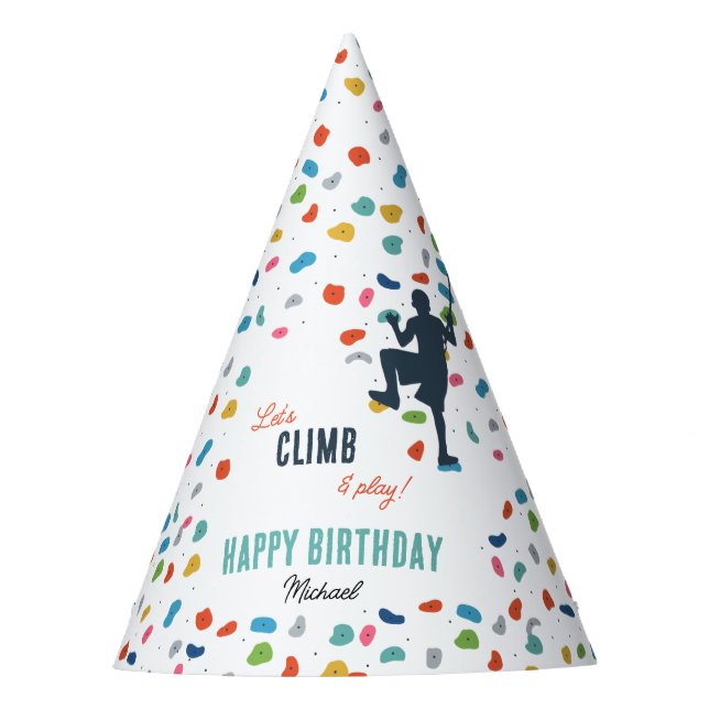 Rock Climbing Cute Kids Birthday Party Party Hat (Front)