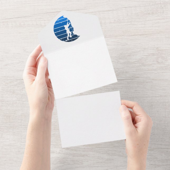 Rock Climbing Dad Mountain Climber Full Moon Blue All In One Invitation (Tearaway)