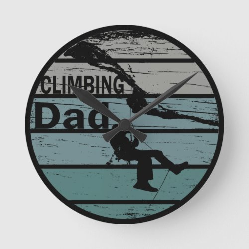 Rock climbing dad round clock