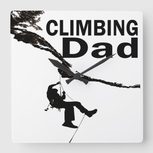 Rock climbing dad square wall clock