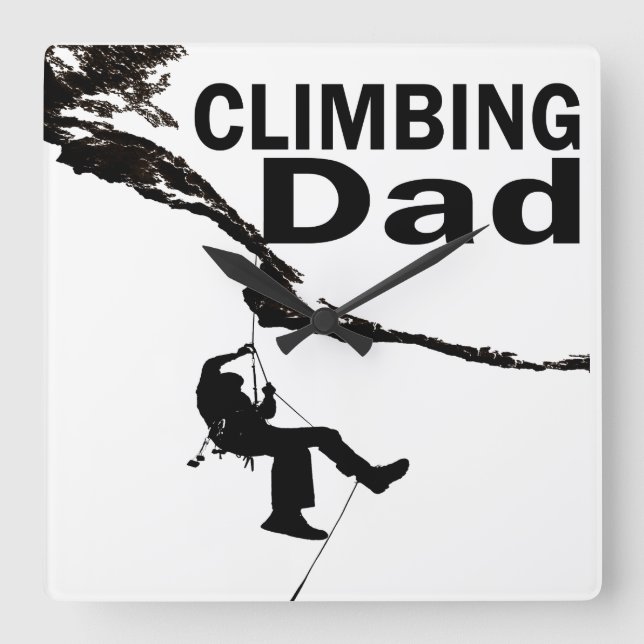 Rock climbing dad square wall clock (Front)