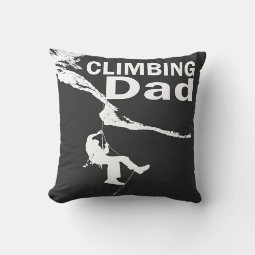 Rock climbing dad throw pillow