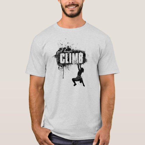 Rock Climbing Design with Male Climber T_Shirt