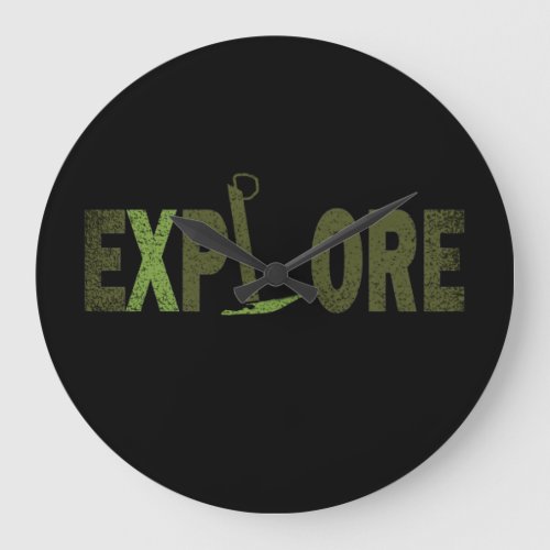 rock climbing distressed text design large clock