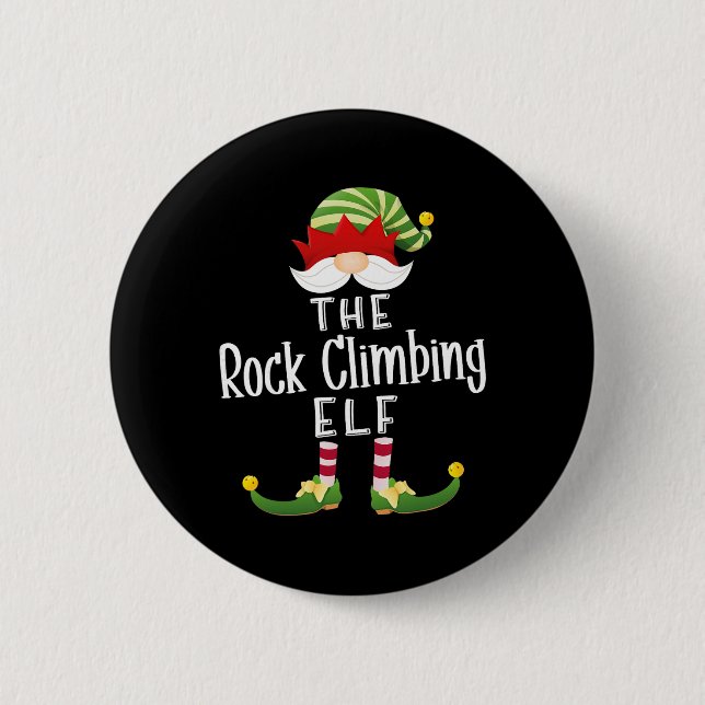 Rock Climbing Elf Group Christmas Funny Pajama Par Button (Front)