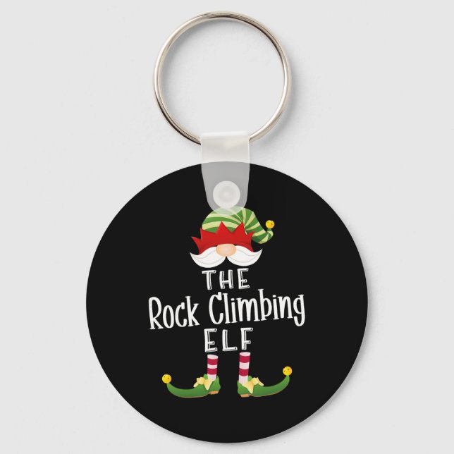 Rock Climbing Elf Group Christmas Funny Pajama Par Keychain (Front)