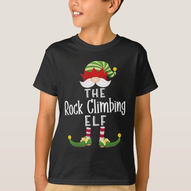 Rock Climbing Elf Group Christmas Funny Pajama Par T-Shirt (Front)
