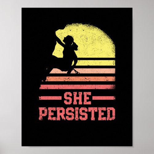 Rock Climbing Female Climber Silhouette Retro Poster