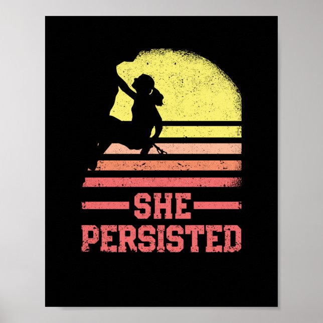 Rock Climbing Female Climber Silhouette Retro Poster (Front)