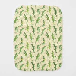 Rock Climbing Geckos on yellow - seamless pattern. Baby Burp Cloth