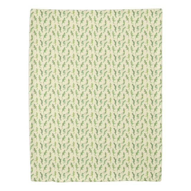 Rock Climbing Geckos on yellow - seamless pattern. Duvet Cover (Front)