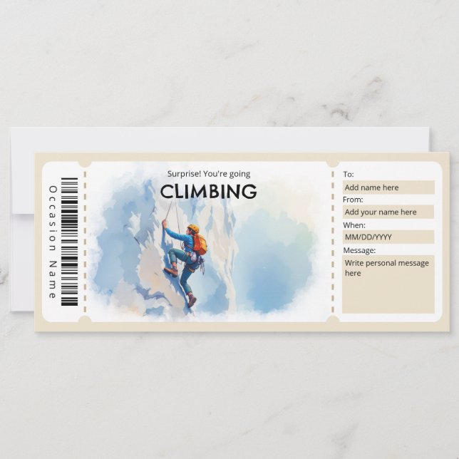 Rock Climbing Gift Certificate Invitation (Front)