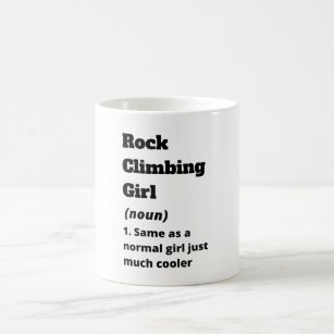 Rock climbing girl coffee mug