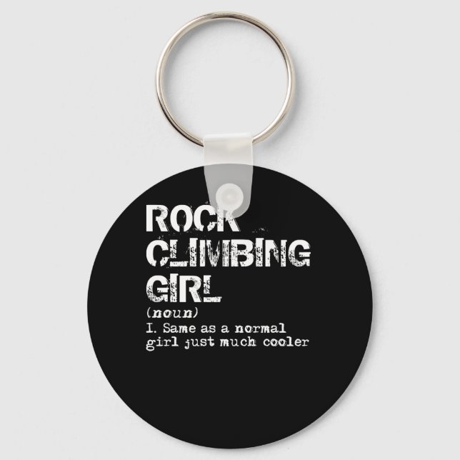 Rock Climbing Girl Definition Funny Keychain (Front)