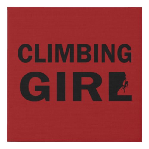 rock climbing girl faux canvas print