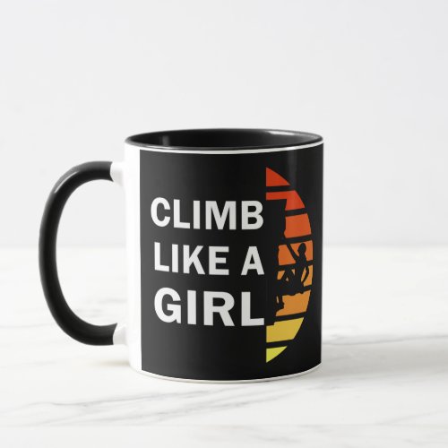 rock climbing girl mug