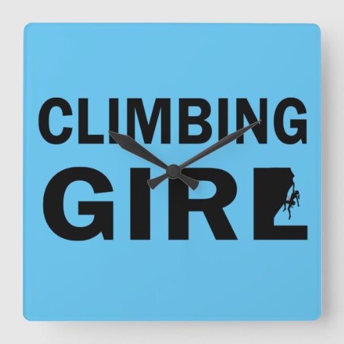 Rock climbing girl square wall clock