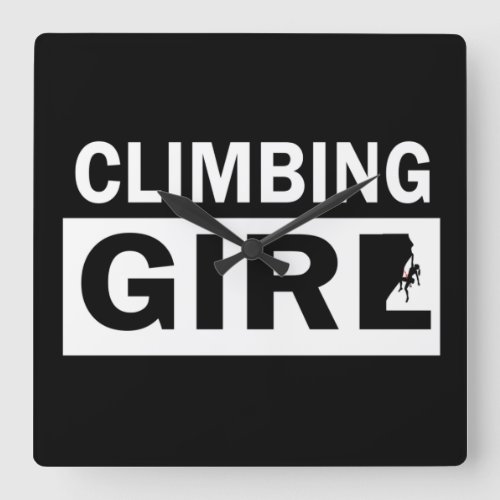 Rock climbing girl square wall clock