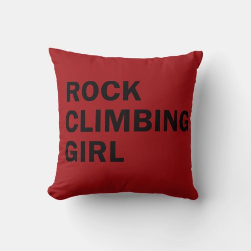 Rock climbing girl throw pillow