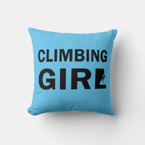 Rock climbing girl throw pillow