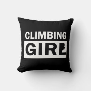 Rock climbing girl throw pillow