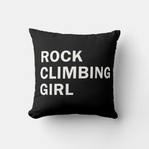 Rock climbing girl throw pillow