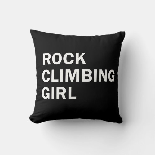 Rock climbing girl throw pillow