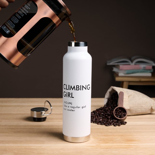 Rock Climbing girl trendy gift for her  Water Bottle (Coffee)