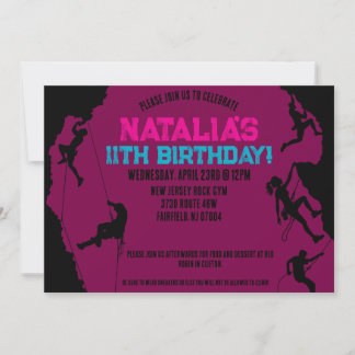 Rock Climbing Gym Birthday Invitation