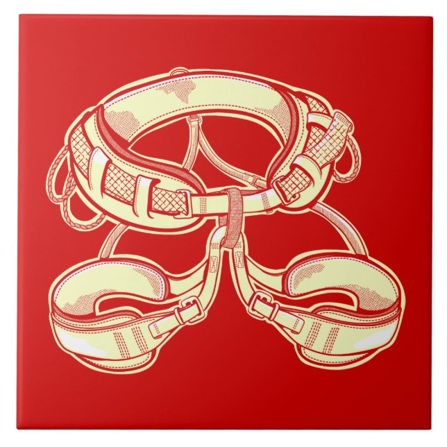Rock climbing harness ceramic tile (Front)