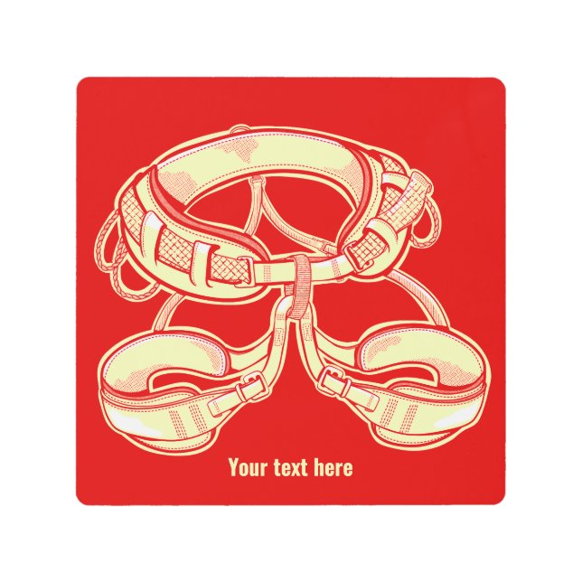 Rock climbing harness metal print (Front)