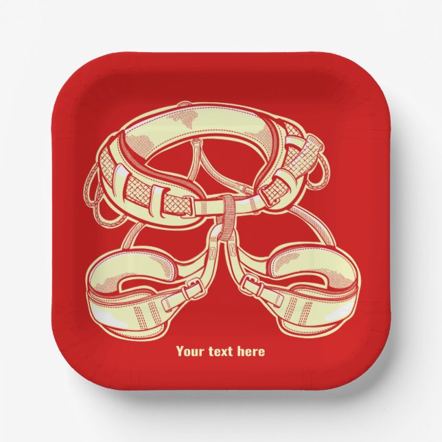Rock climbing harness paper plates (Front)