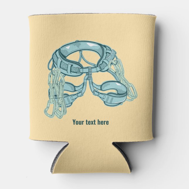 Rock climbing harness with quick draws can cooler (Front)