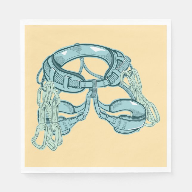 Rock climbing harness with quick draws napkins (Front)