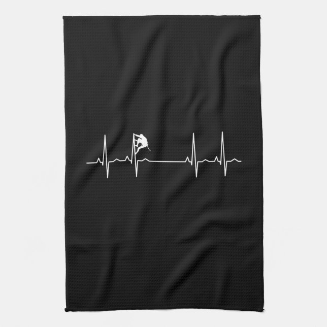 Rock Climbing Heartbeat Kitchen Towel (Vertical)