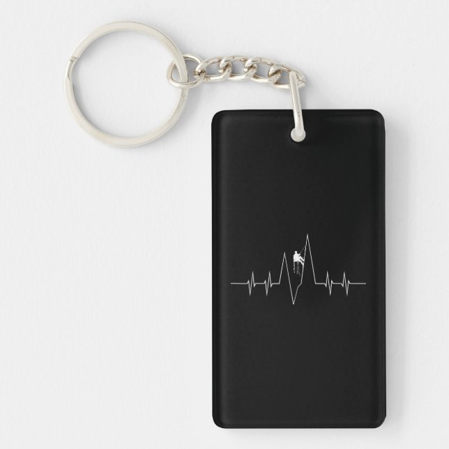 Rock Climbing Heartbeat Mountain Climber Keychain (Front)