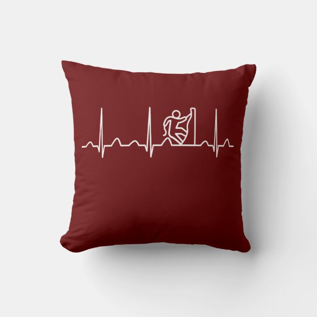 Rock Climbing Heartbeat Throw Pillow (Front)