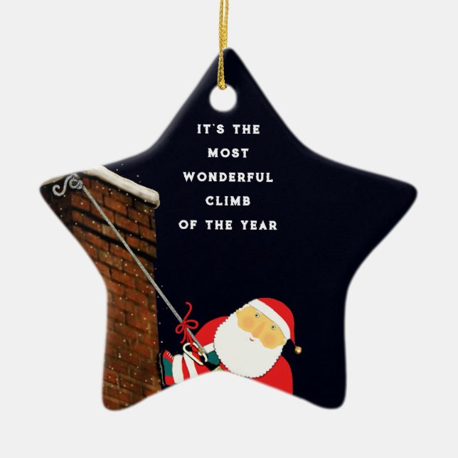 Rock Climbing Holiday Gift Ceramic Ornament (Front)