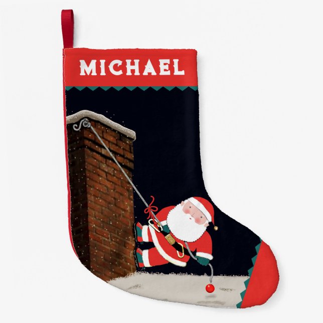 Rock Climbing Holiday Gift Small Christmas Stocking (Front)