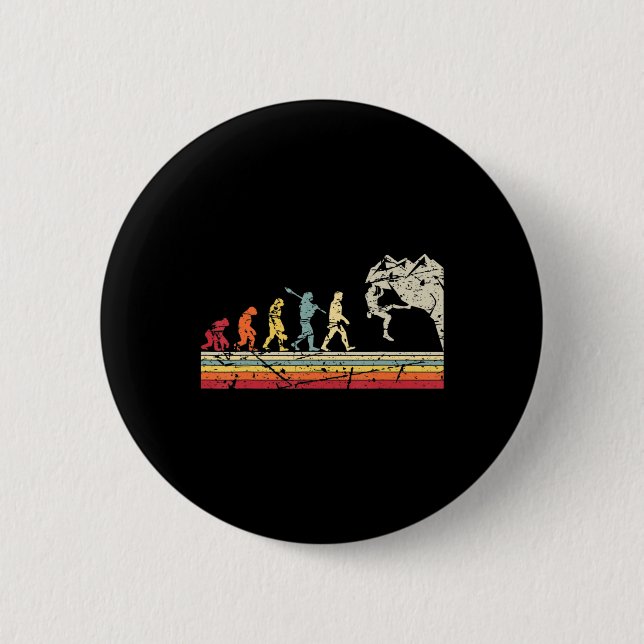 Rock Climbing Human Evolution Vintage Climber  Button (Front)