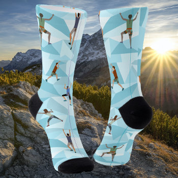 Rock Climbing In Blues Crew Socks by NightOwlsMenagerie at Zazzle
