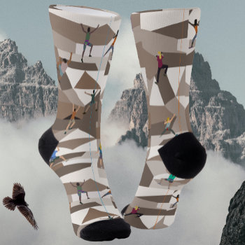 Rock Climbing In Browns Crew Socks by NightOwlsMenagerie at Zazzle