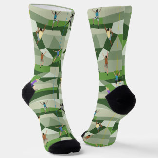 Rock Climbing in Greens Crew Socks