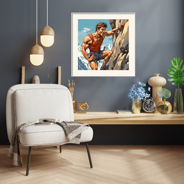 Rock climbing in the Swiss Alps Print (Rock climbing in the Swiss Alps.  Print.
Artist: Roger Smith)