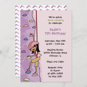Rock Climbing Invitation: Black Hair Birthday Invitation
