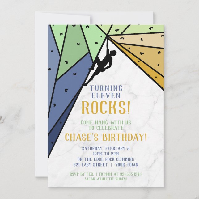 Rock Climbing Invitation for Boy (Front)