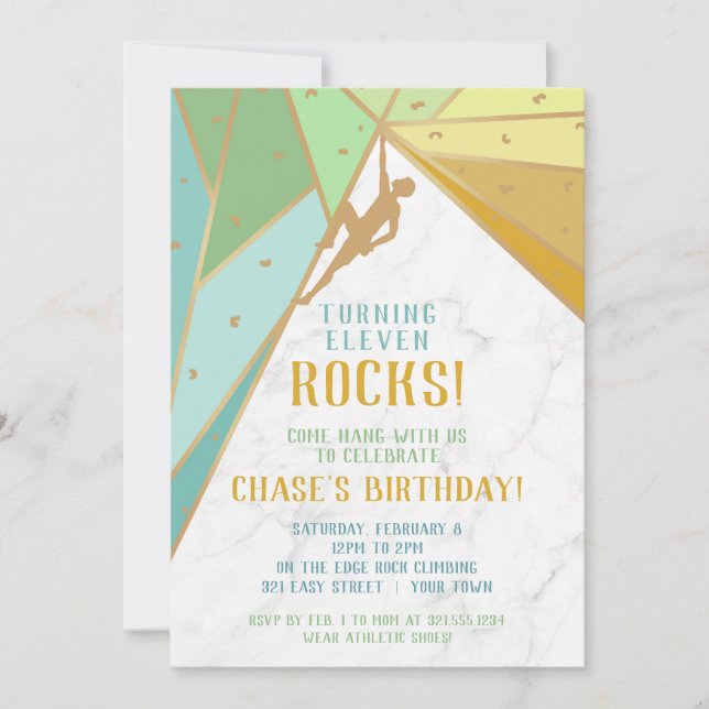 Rock Climbing Invitation for Boy 2 (Front)