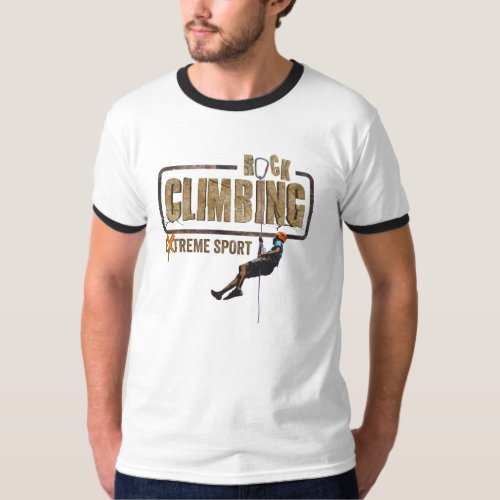 Rock Climbing  Men Ringer T_Shirt