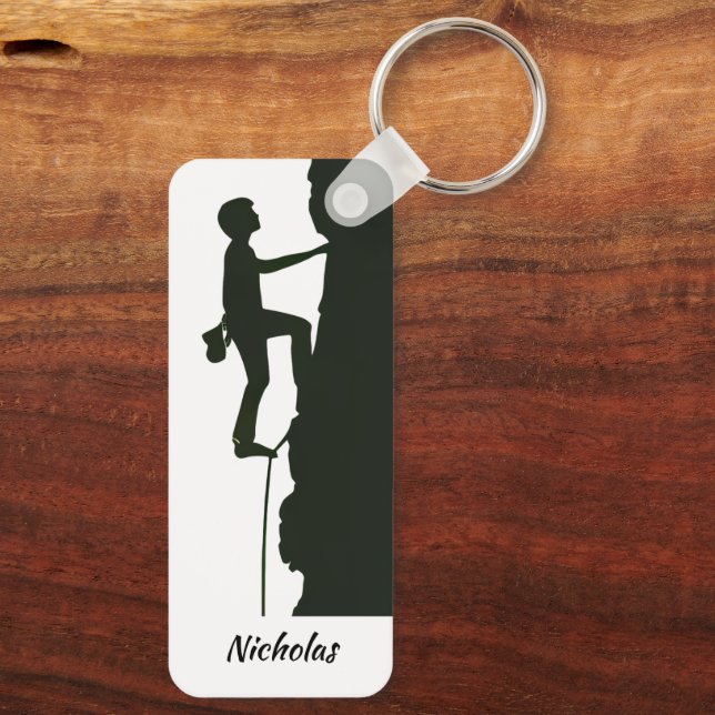 Rock Climbing Mountain Climber Silhouette  Keychain (Back)